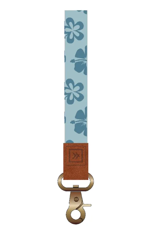 Hawaiian Floral Blue Wristlet Keychain made by Thread Wallets