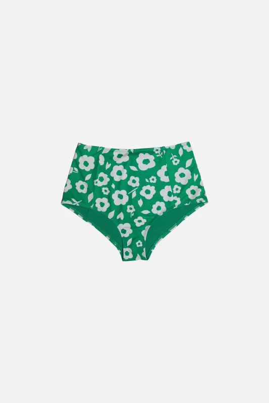 [Sample] Never Say Never High-Waisted Bikini Bottom DAISY SILHOUETTE GREEN sold by UNE PIECE