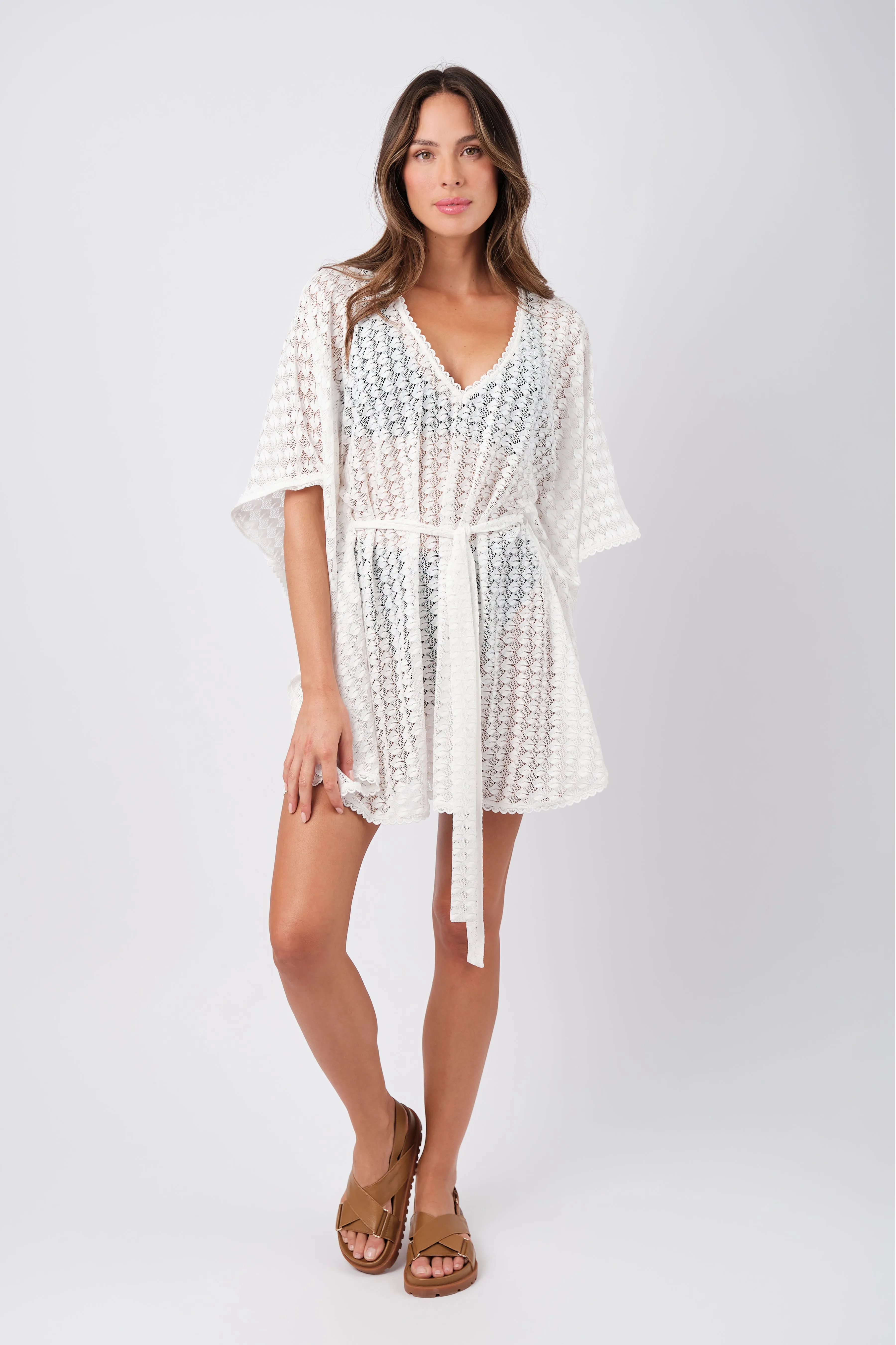 Scalloped Lace Kaftan WHITE sold by UNE PIECE