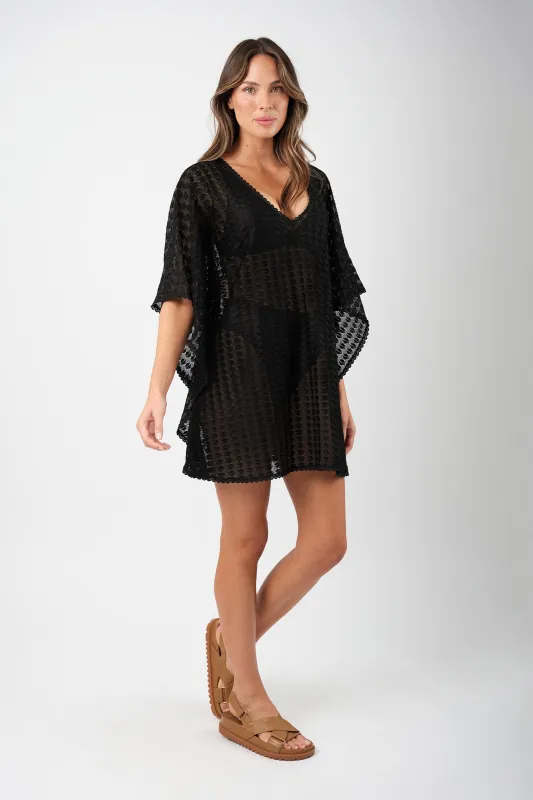 Scalloped Lace Kaftan BLACK sold by UNE PIECE