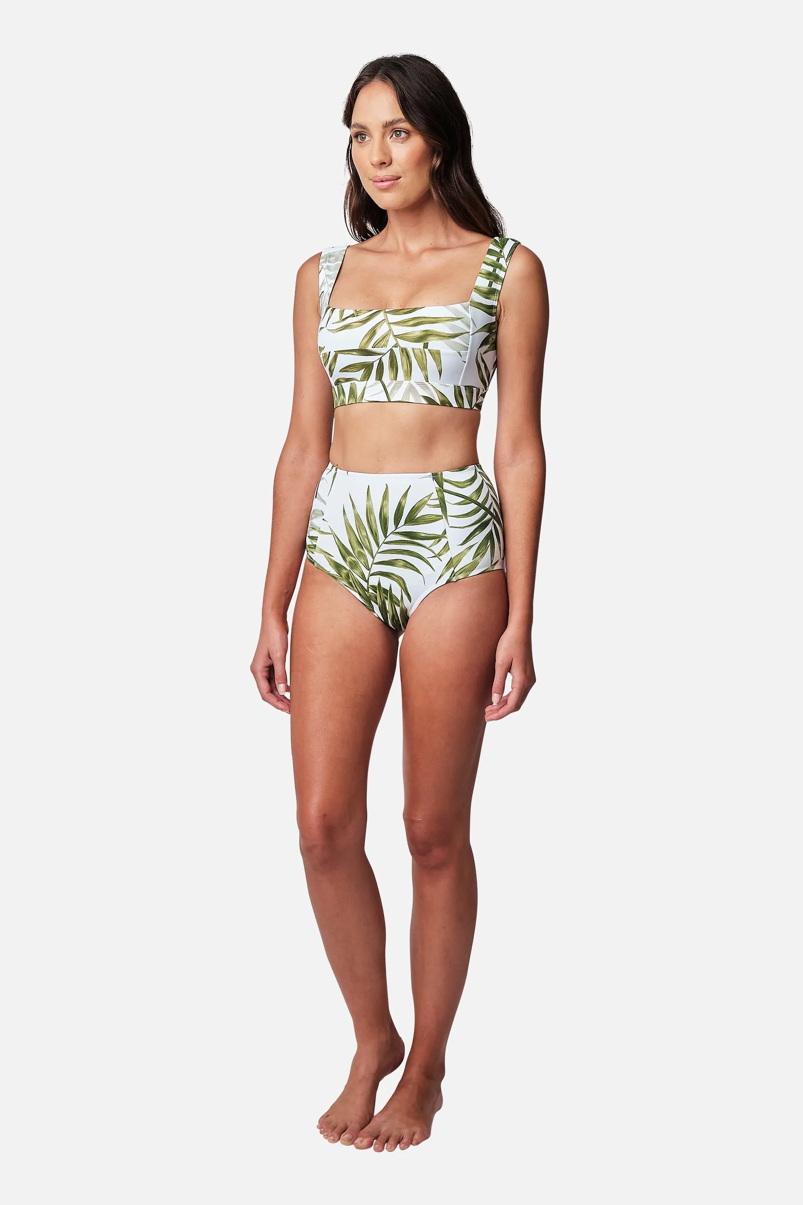 Never Say Never High-Waisted Bikini Bottom PALM WHITE sold by UNE PIECE product image thumbnail 4