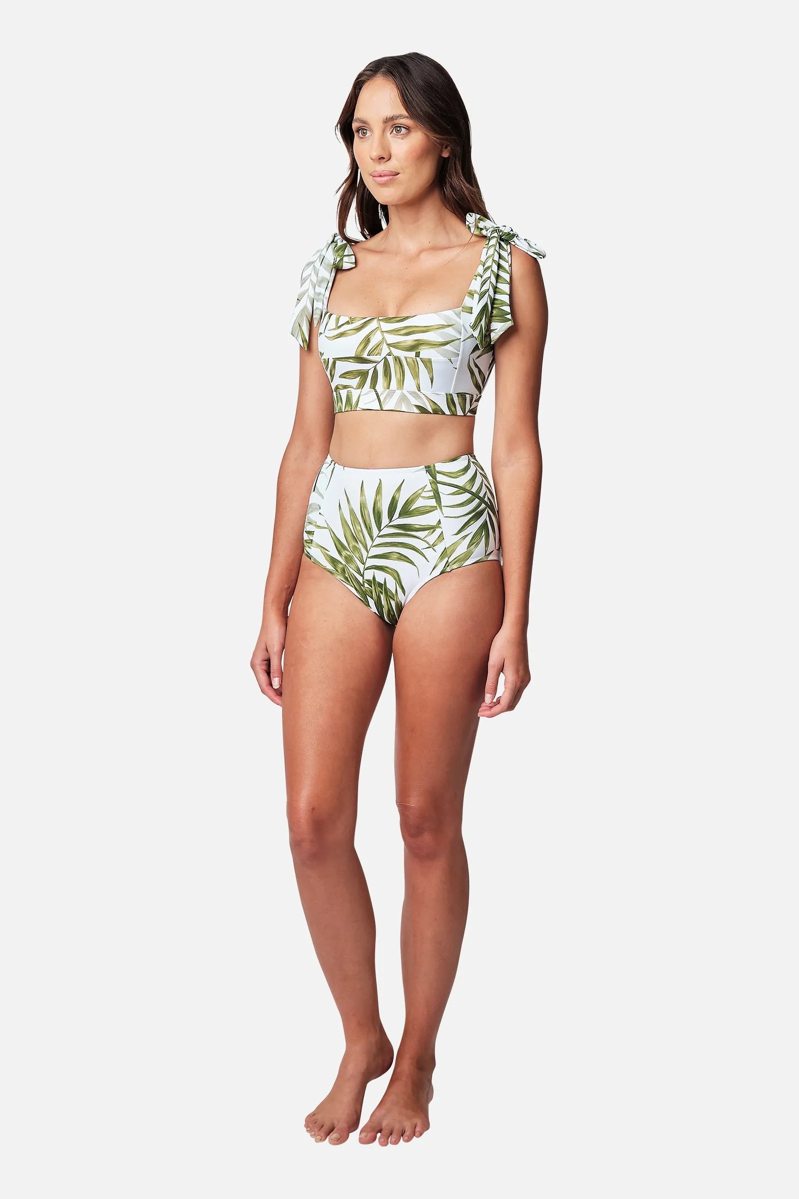 Never Say Never High-Waisted Bikini Bottom PALM WHITE sold by UNE PIECE product image thumbnail 5