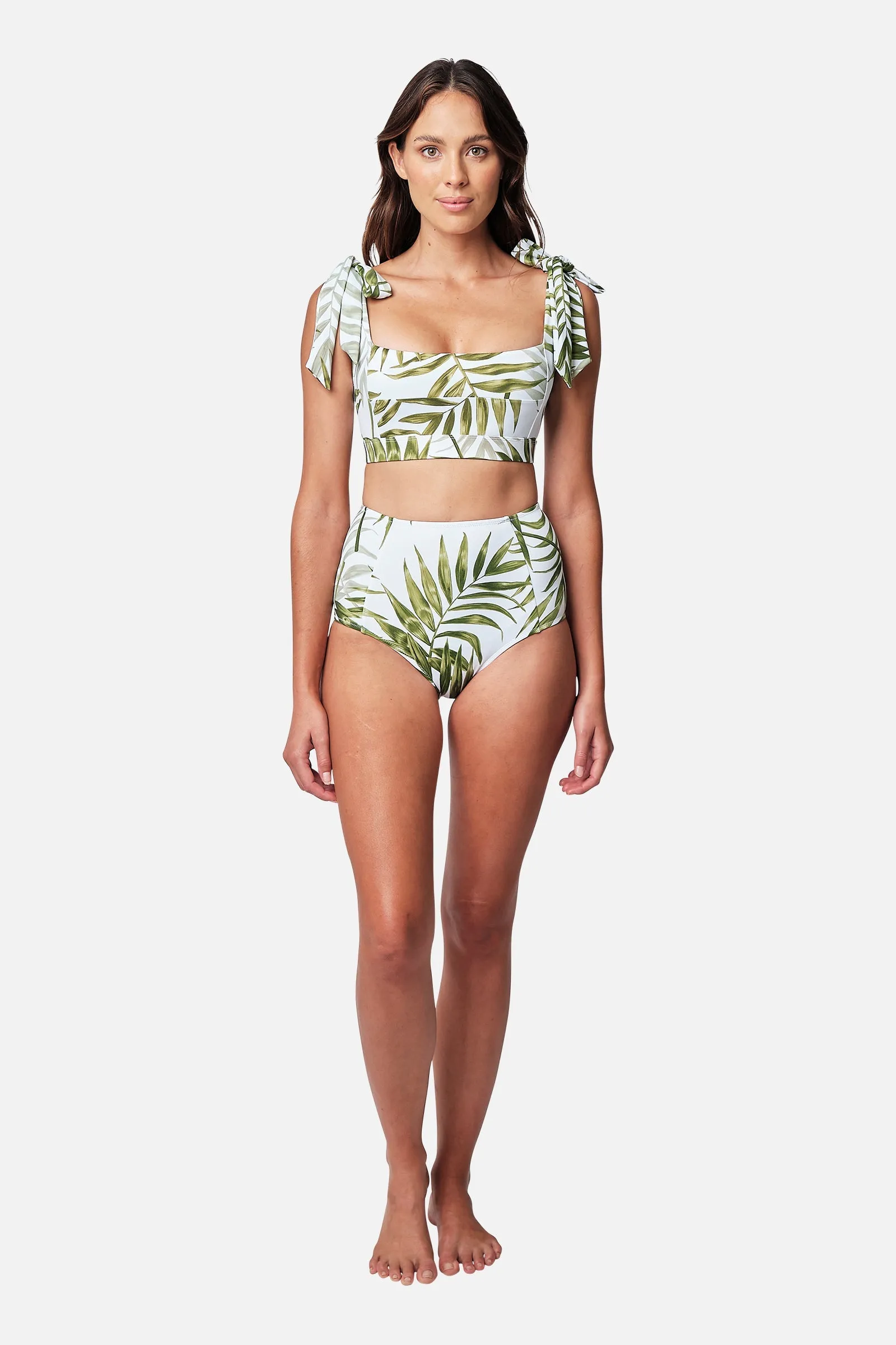 Never Say Never High-Waisted Bikini Bottom PALM WHITE sold by UNE PIECE product image thumbnail 3
