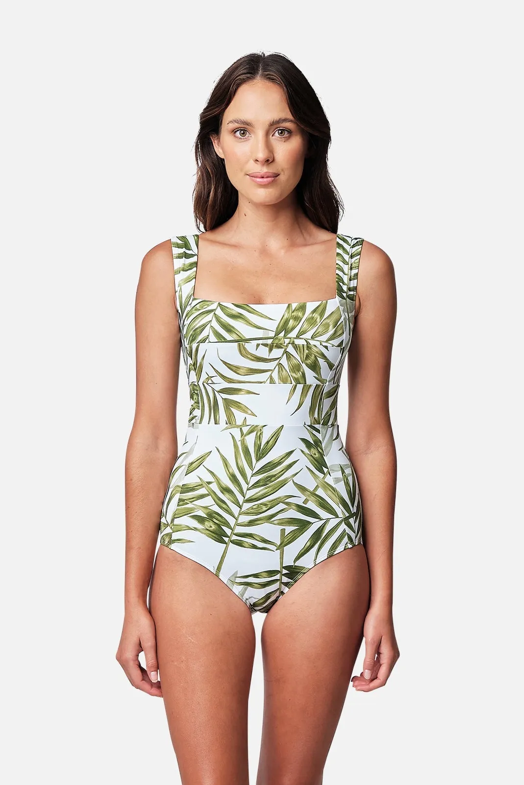 Classic Square Neck PALM WHITE sold by UNE PIECE