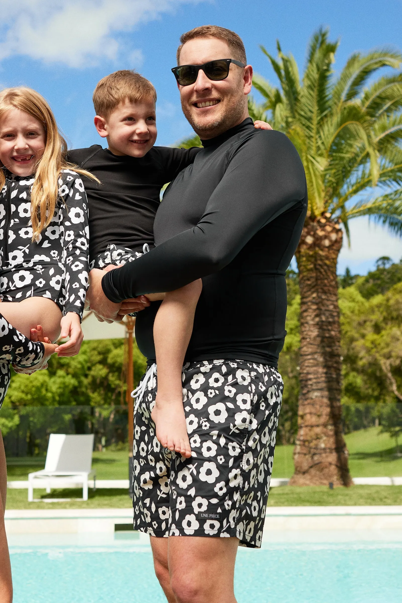 Mens Swim Shorts DAISY SILHOUETTE BLACK sold by UNE PIECE