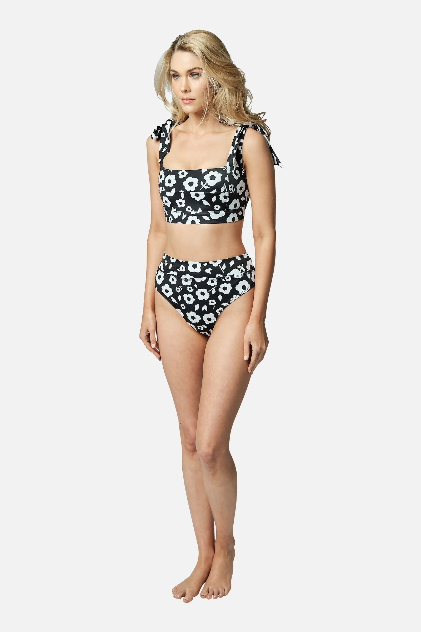 Classic Square Neck Bikini Bralette DAISY SILHOUETTE BLACK sold by UNE PIECE product image thumbnail 4