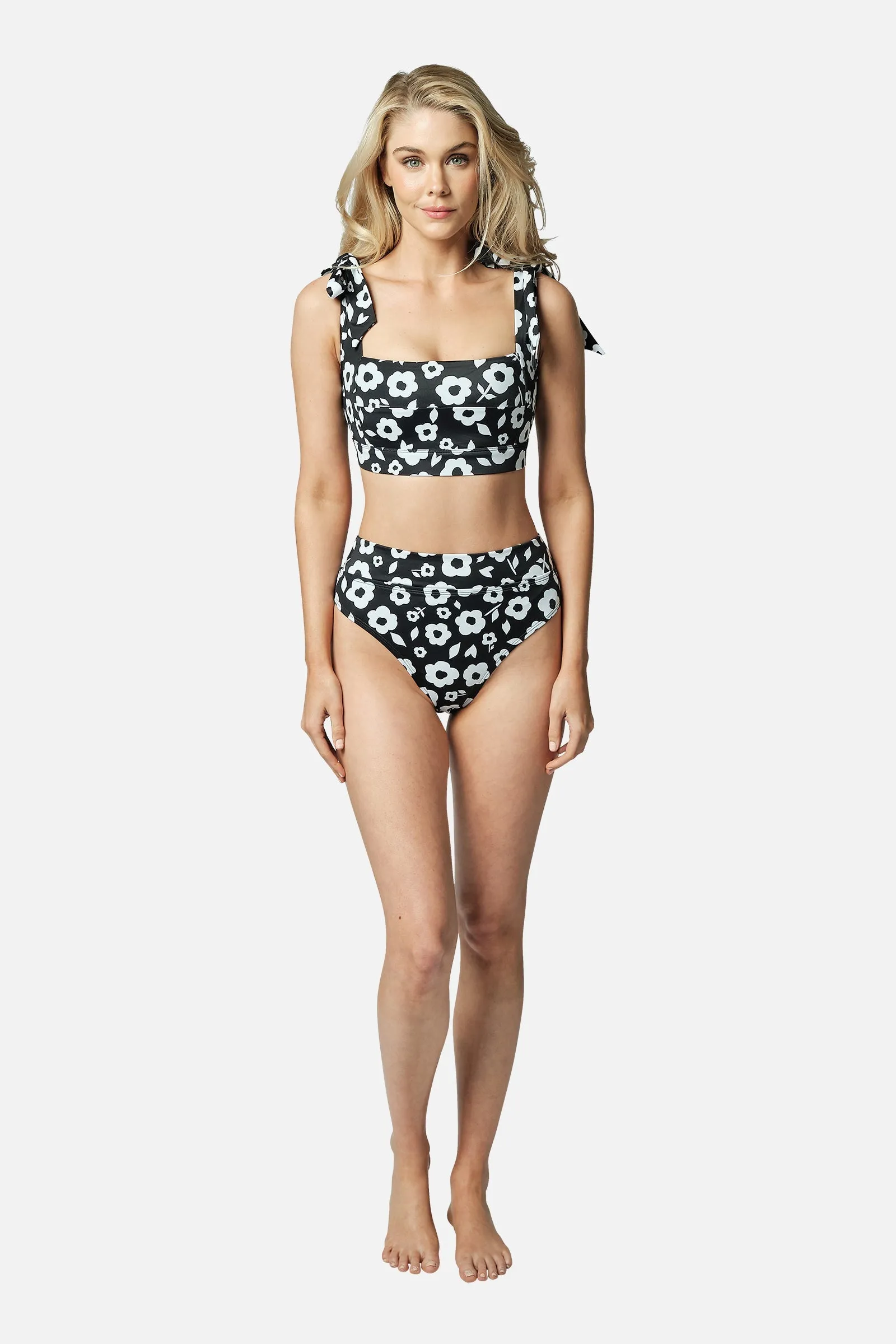Classic Square Neck Bikini Bralette DAISY SILHOUETTE BLACK sold by UNE PIECE product image thumbnail 2
