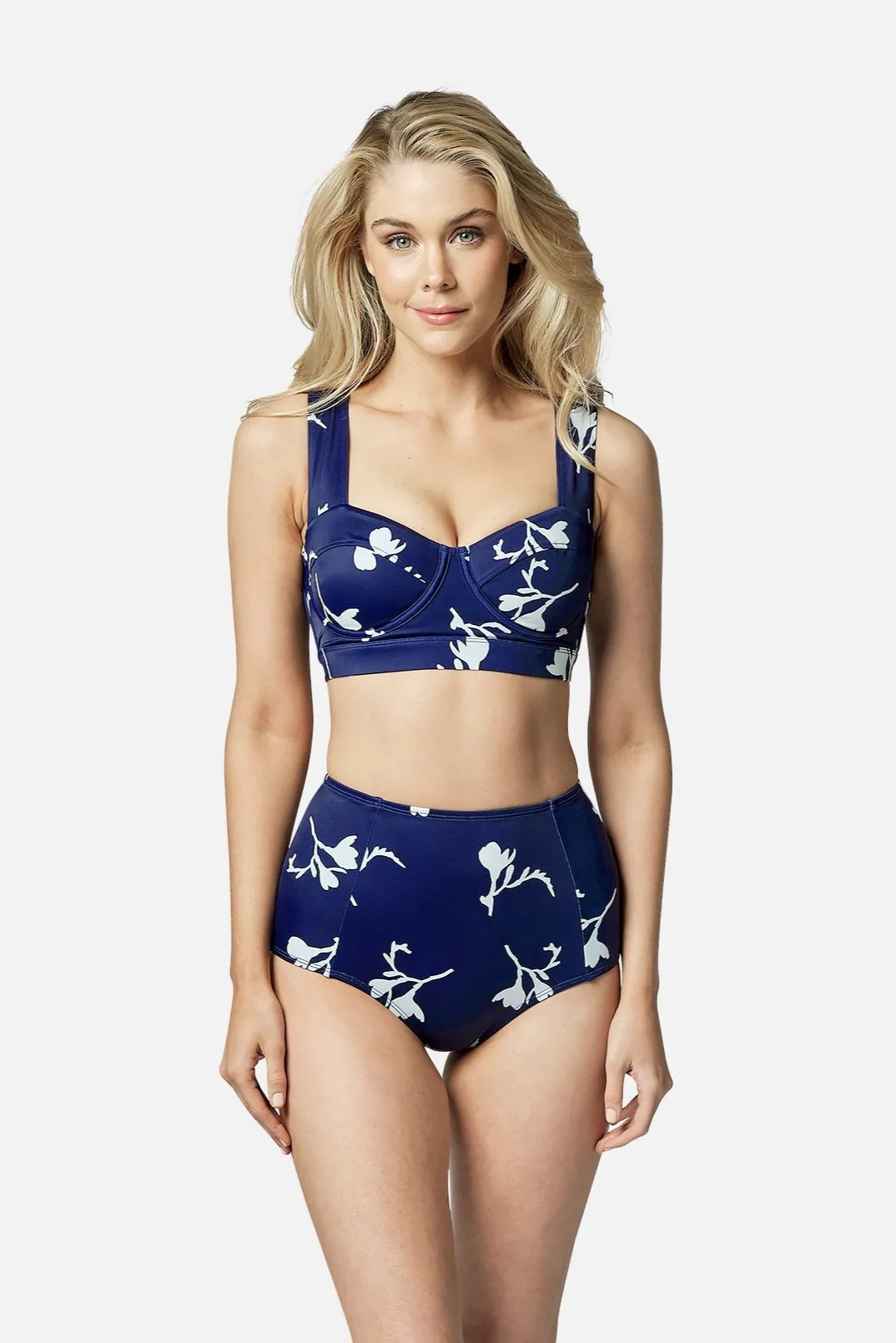 Original Bustier Balconette Bikini Bralette FREESIA SILHOUETTE NAVY sold by UNE PIECE