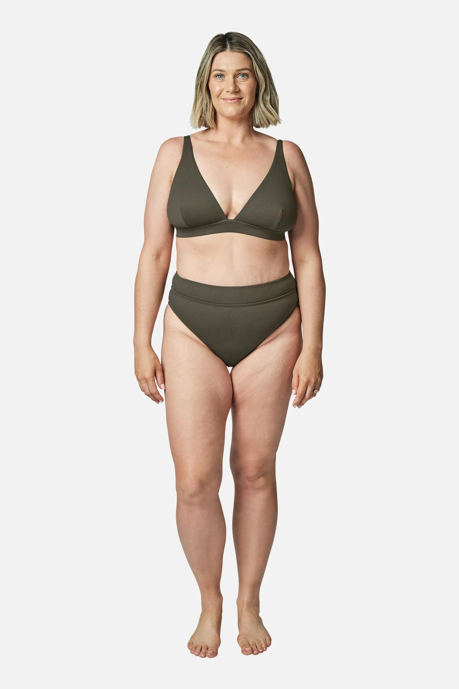 High-Cut High-Waisted Bikini Bottom KHAKI TEXTURE sold by UNE PIECE product image thumbnail 5