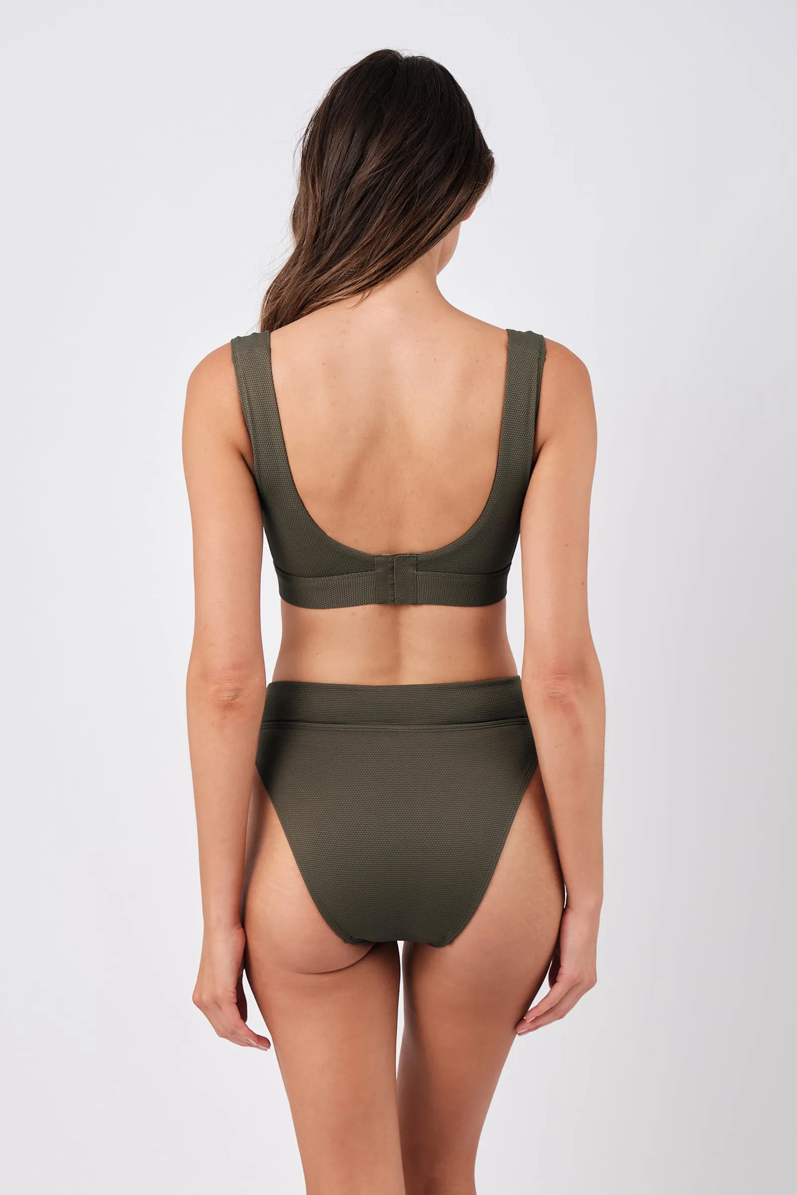 High-Cut High-Waisted Bikini Bottom KHAKI TEXTURE sold by UNE PIECE product image thumbnail 4