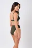 High-Cut High-Waisted Bikini Bottom KHAKI TEXTURE sold by UNE PIECE