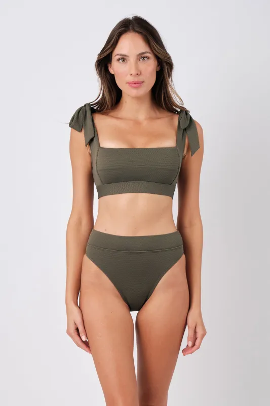 Classic Square Neck Bikini Bralette KHAKI TEXTURE sold by UNE PIECE