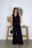 Linen V-Neck Vest BLACK sold by UNE PIECE