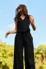 Linen V-Neck Vest BLACK sold by UNE PIECE