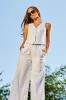 Linen V-Neck Vest WHITE sold by UNE PIECE