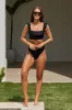 Classic Square Neck Bikini Bralette with Frill BLACK sold by UNE PIECE