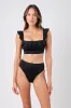 Classic Square Neck Bikini Bralette with Frill BLACK sold by UNE PIECE