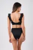 Classic Square Neck Bikini Bralette with Frill BLACK sold by UNE PIECE