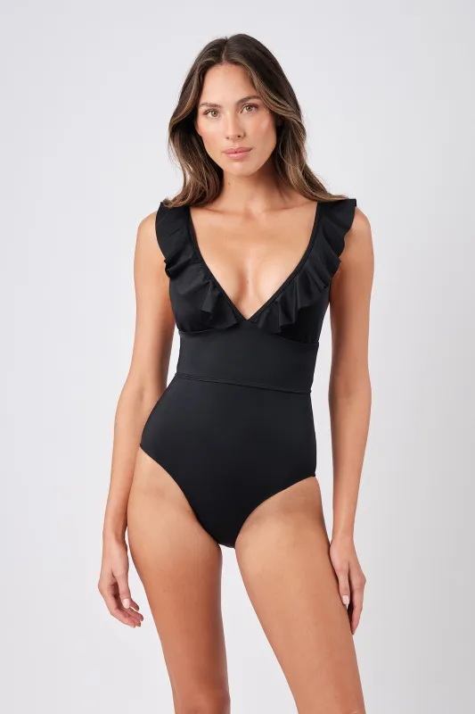 Classic One Piece with Frill BLACK sold by UNE PIECE