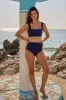 Classic Square Neck Bikini Bralette NAVY TEXTURE sold by UNE PIECE
