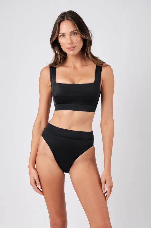 High-Cut High-Waisted Bikini Bottom BLACK sold by UNE PIECE
