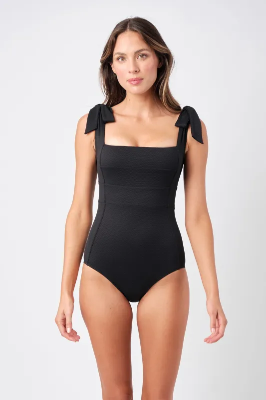 Classic Square Neck BLACK TEXTURE sold by UNE PIECE