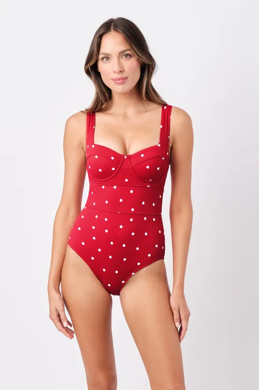 Original Bustier Balconette One Piece POLKA ROUGE TEXTURE sold by UNE PIECE