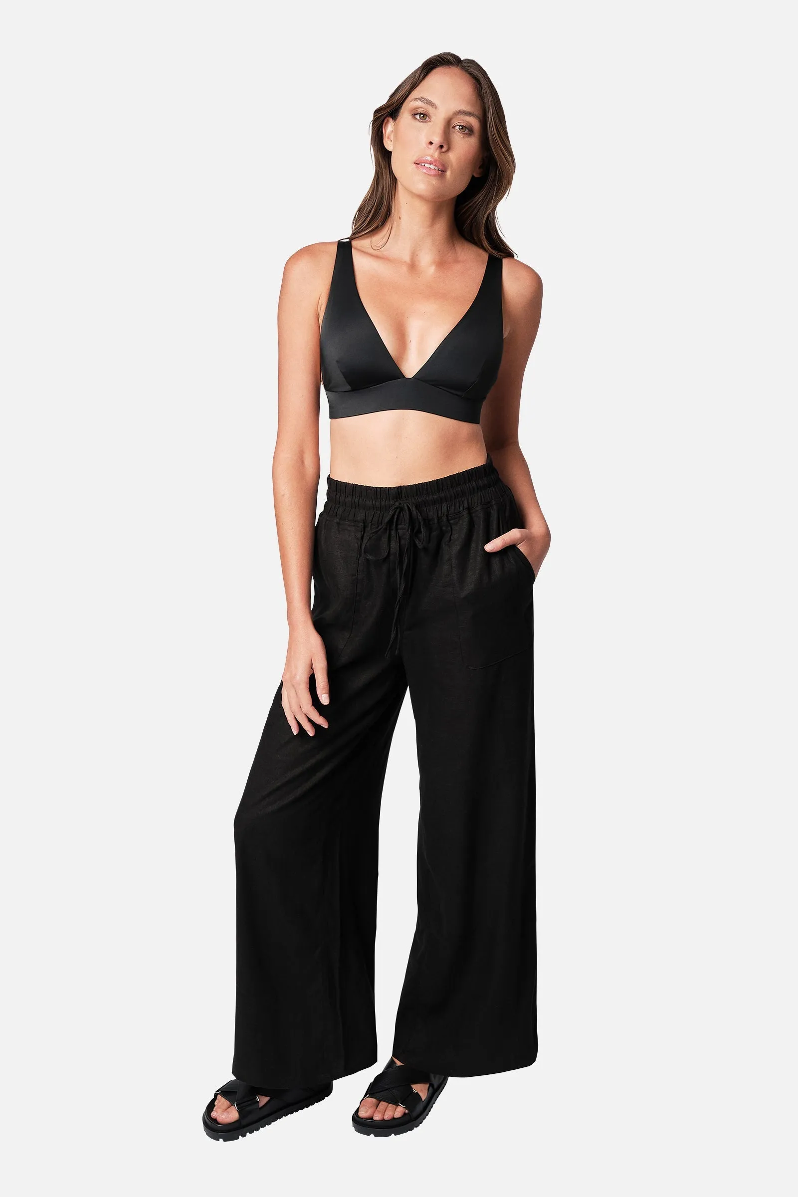 Linen Palazzo Pants BLACK sold by UNE PIECE product image thumbnail 4