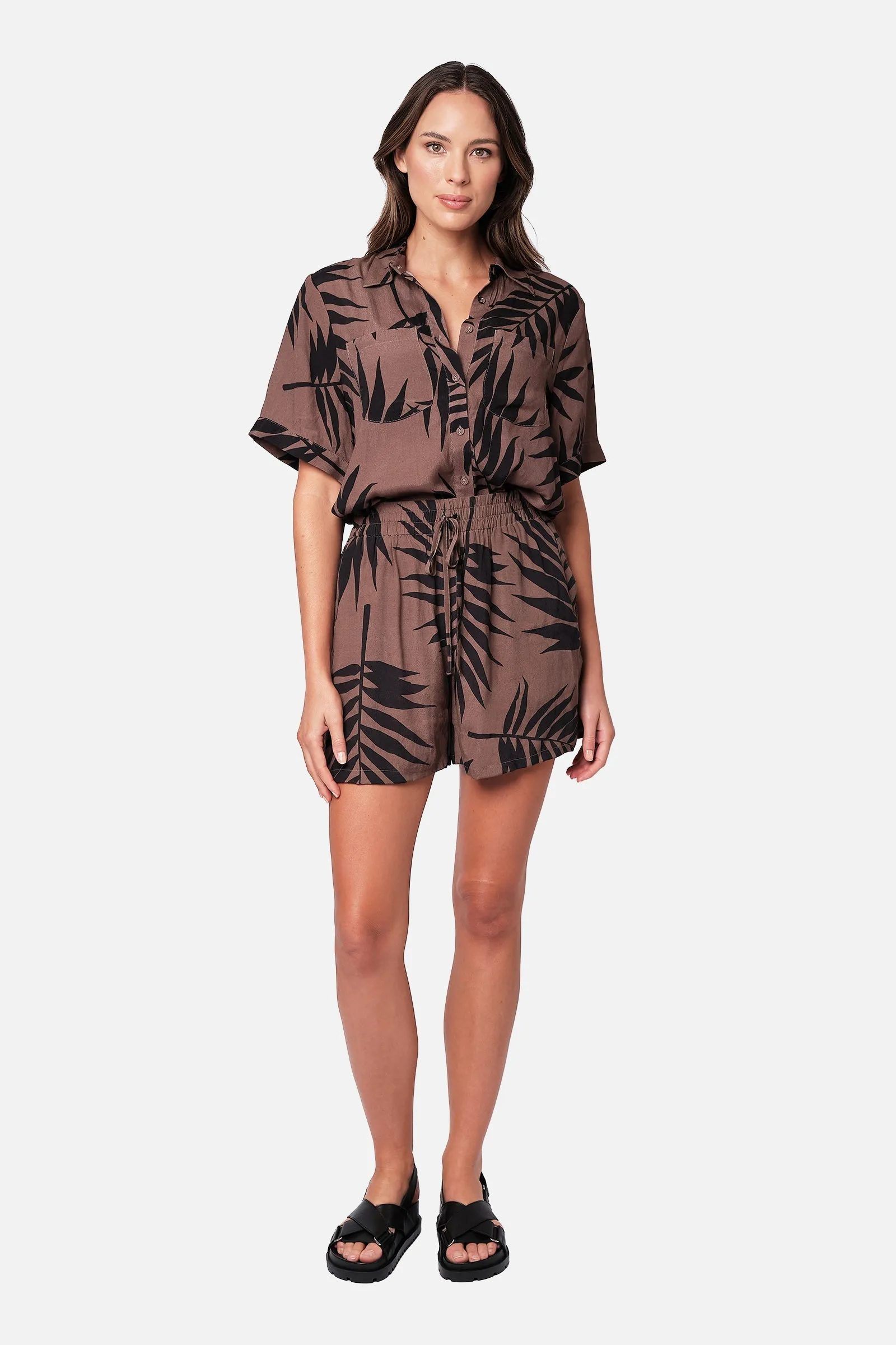 Palazzo Shorts PALM SILHOUETTE CHOCOLATE sold by UNE PIECE product image thumbnail 2
