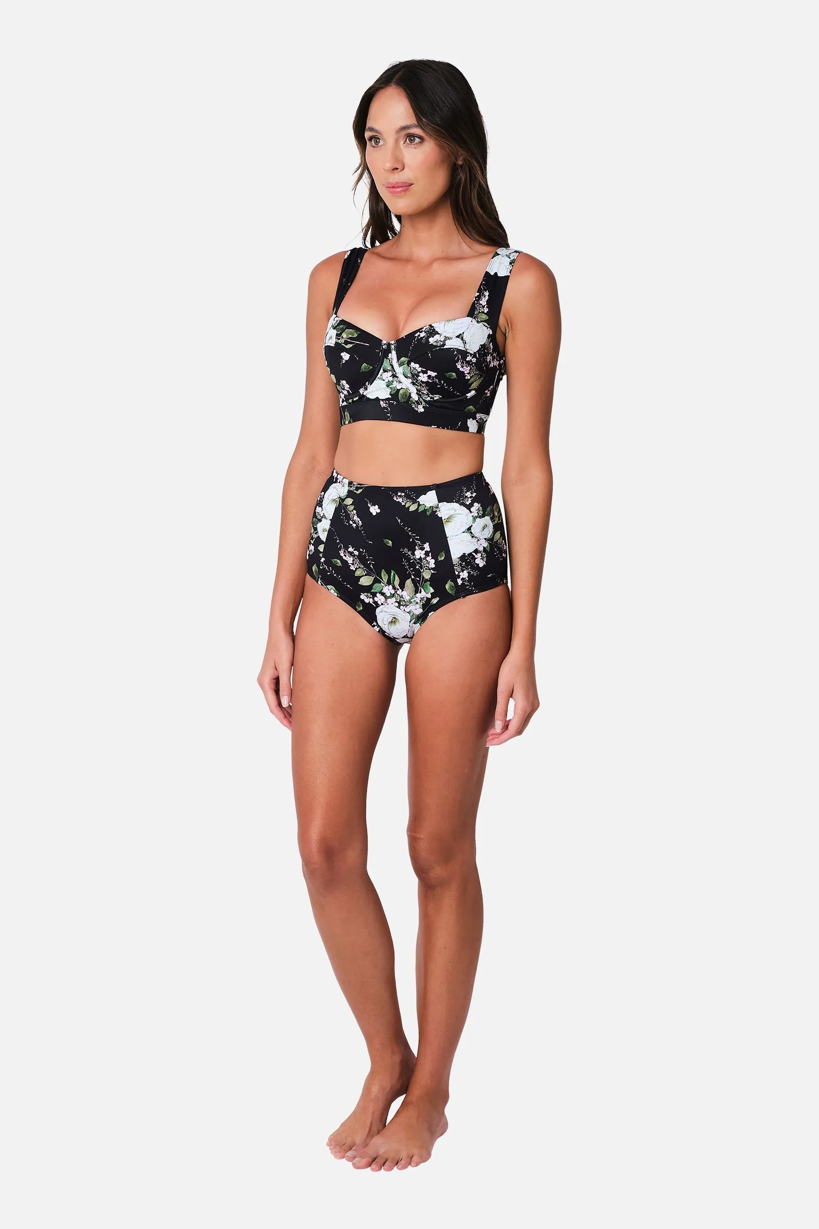 Never Say Never High-Waisted Bikini Bottom LONDON BOTANICAL BLACK sold by UNE PIECE product image thumbnail 3
