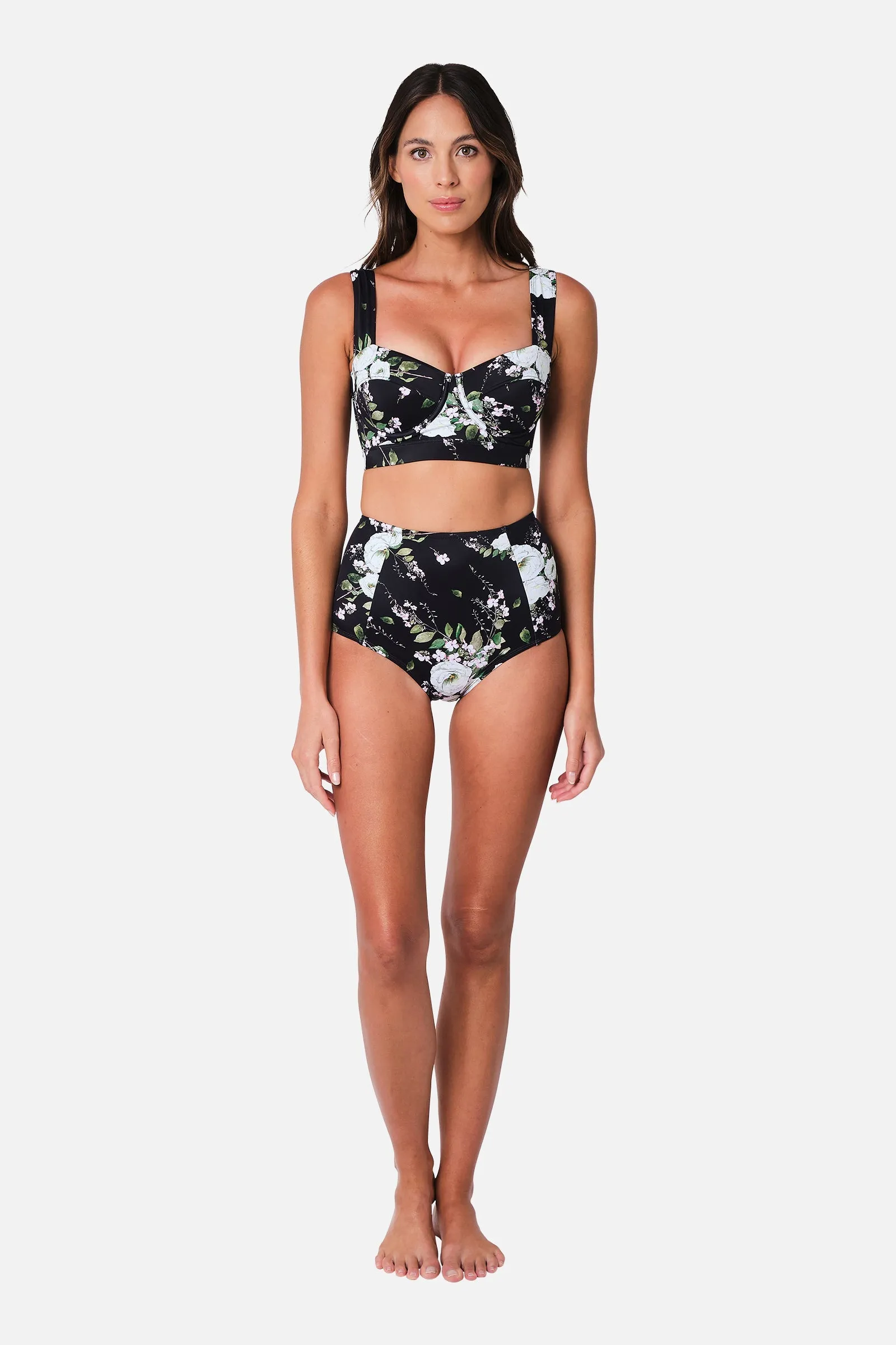 Never Say Never High-Waisted Bikini Bottom LONDON BOTANICAL BLACK sold by UNE PIECE product image thumbnail 2