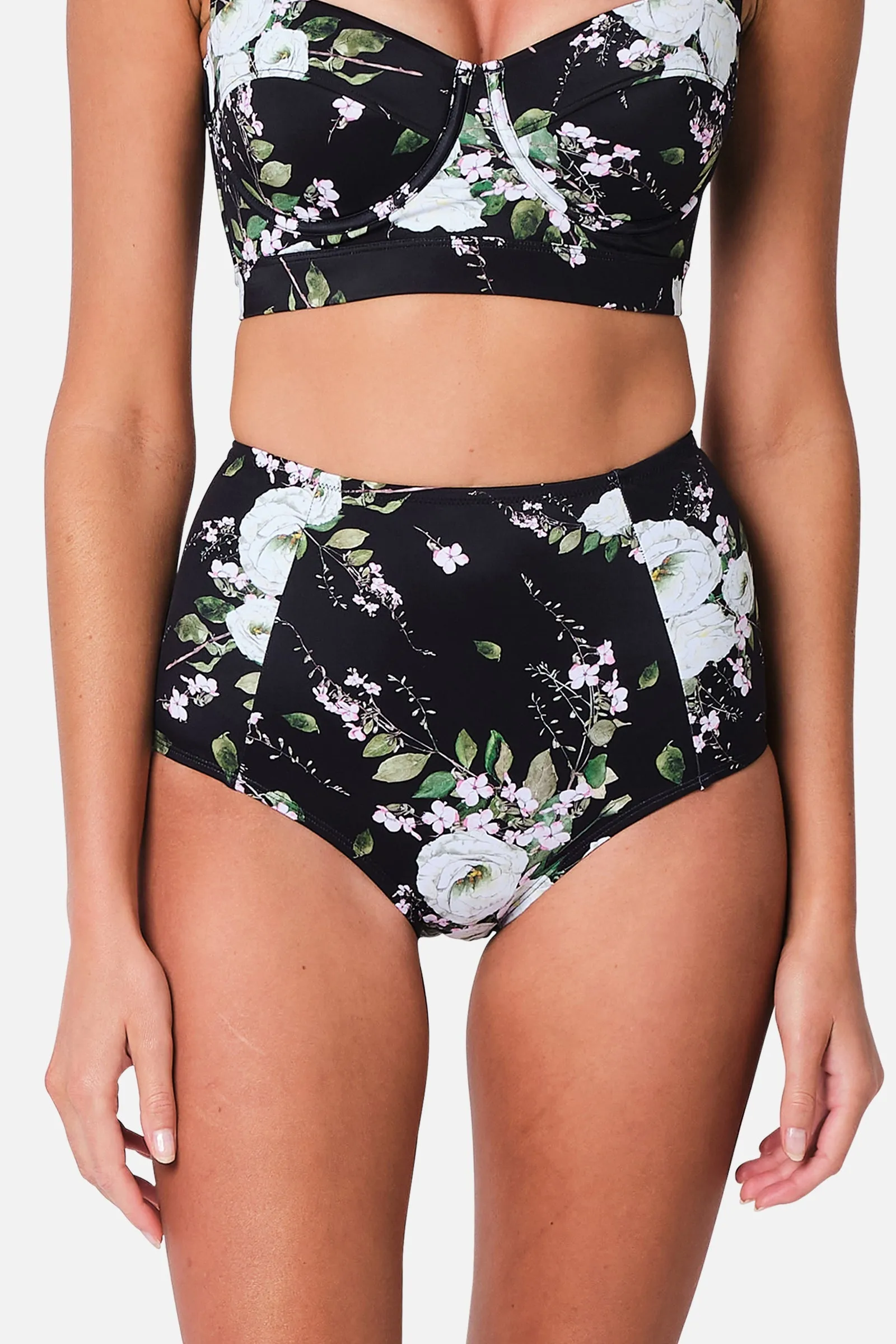 Never Say Never High-Waisted Bikini Bottom LONDON BOTANICAL BLACK sold by UNE PIECE product image thumbnail 5