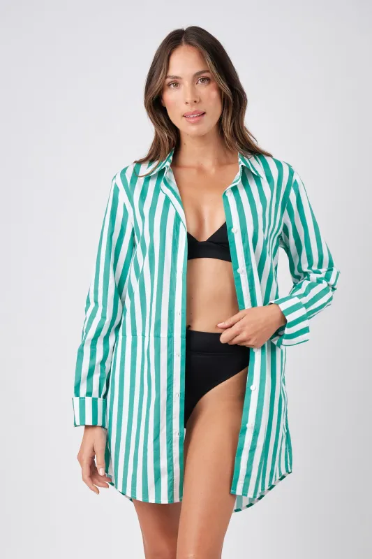 Beach Shirt Dress HAMPTONS STRIPE GREEN sold by UNE PIECE