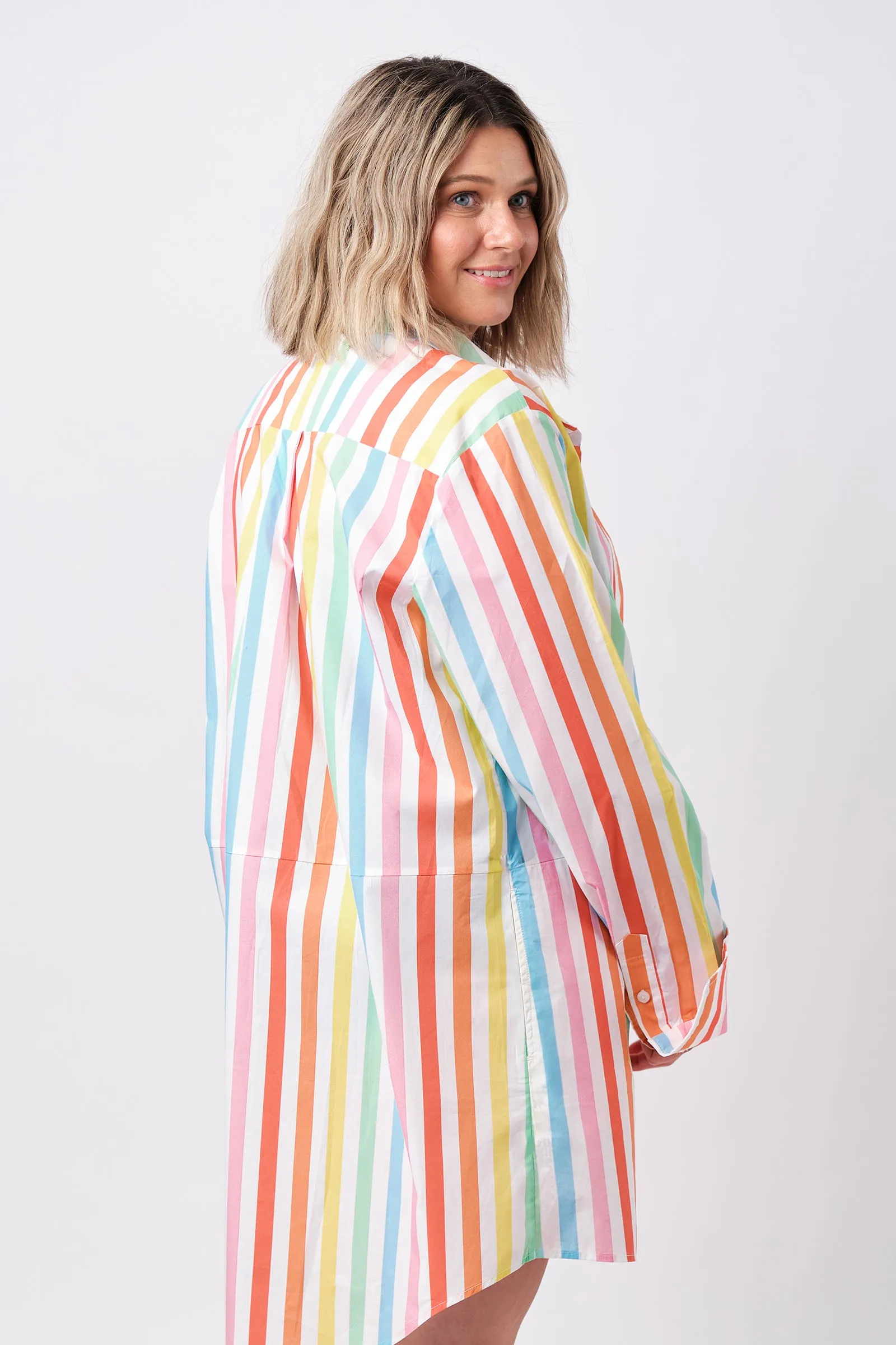 Beach Shirt Dress HAMPTONS STRIPE RAINBOW sold by UNE PIECE product image thumbnail 5