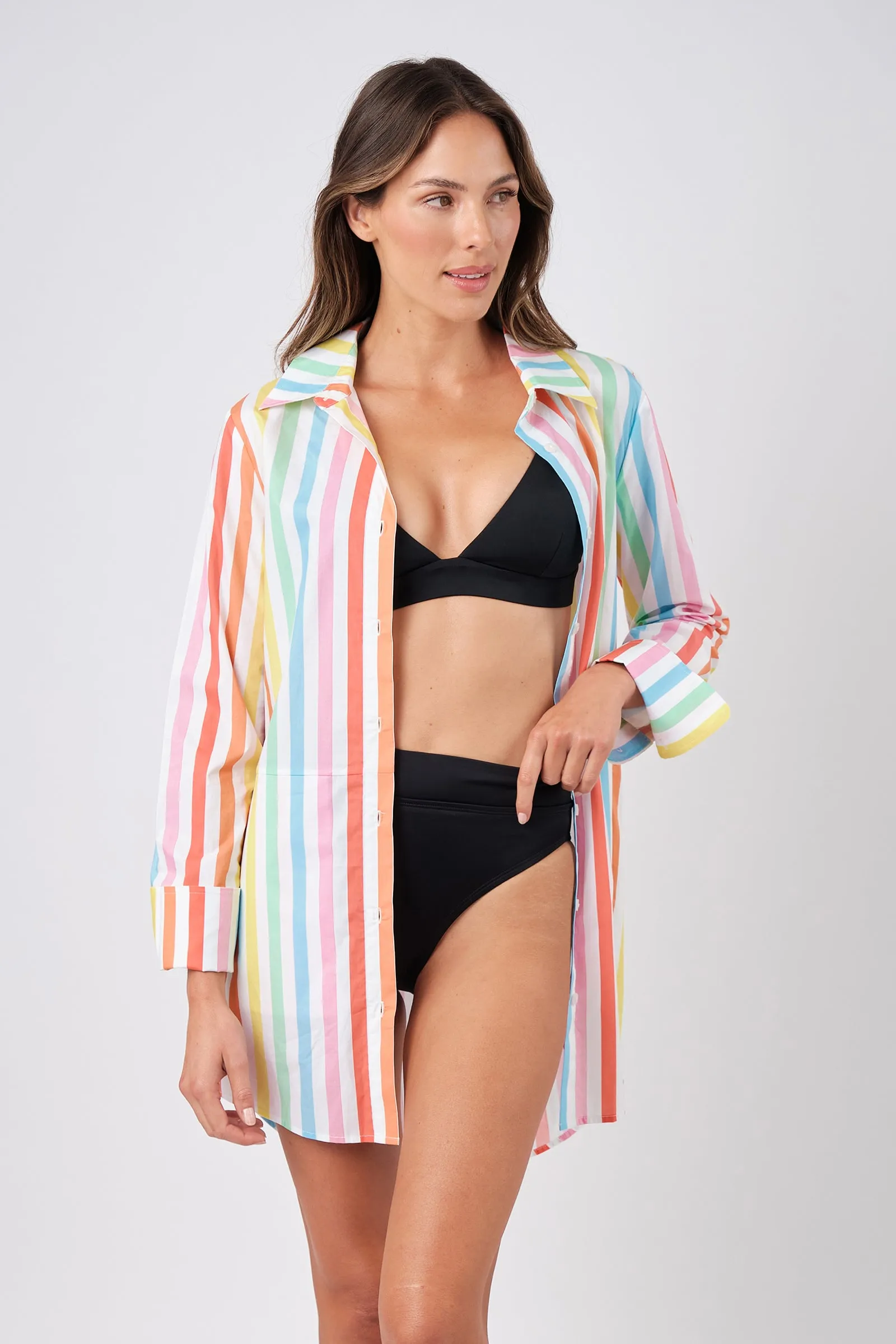 Beach Shirt Dress HAMPTONS STRIPE RAINBOW sold by UNE PIECE product image thumbnail 2