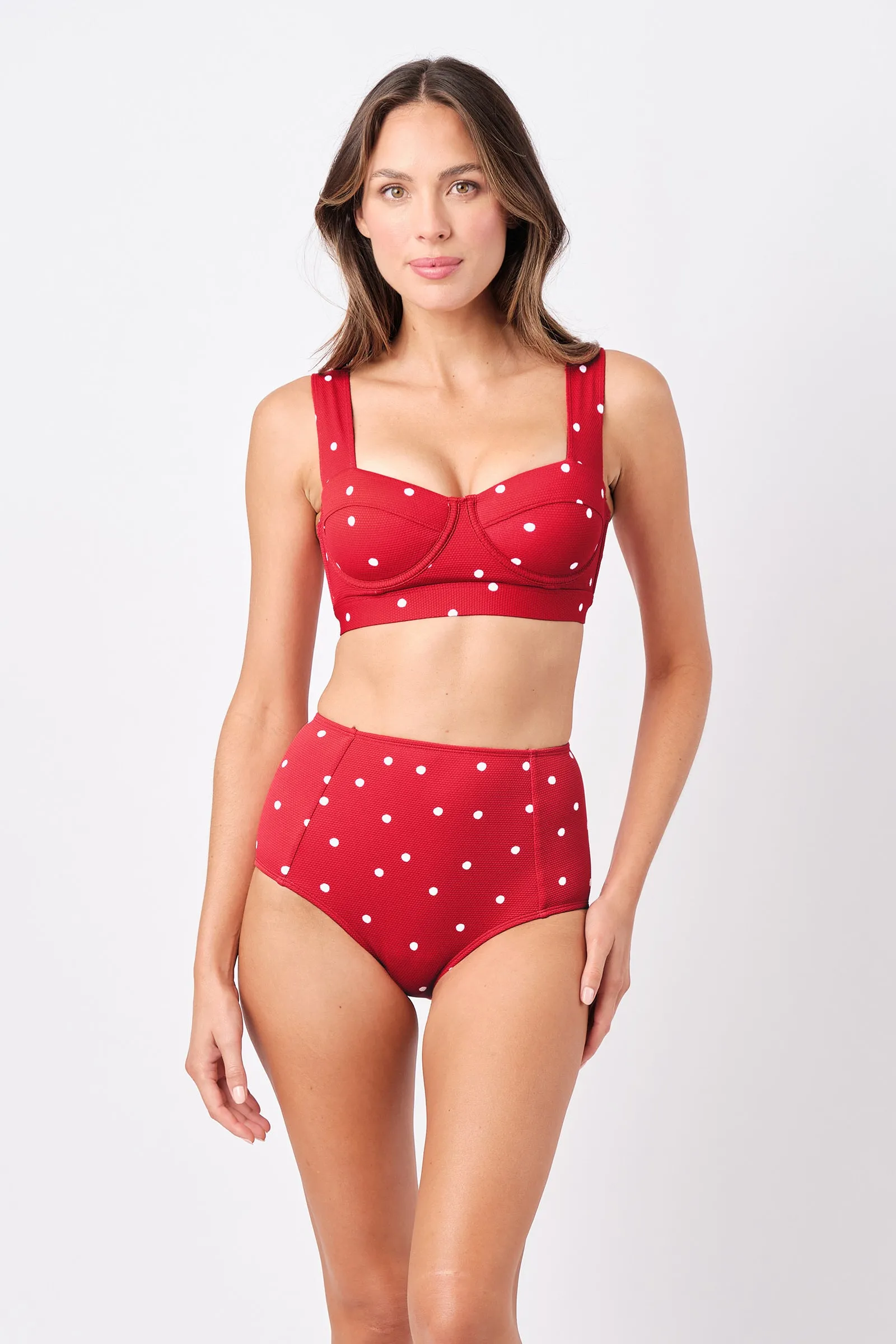 Never Say Never High-Waisted Bikini Bottom POLKA ROUGE TEXTURE sold by UNE PIECE product image thumbnail 3
