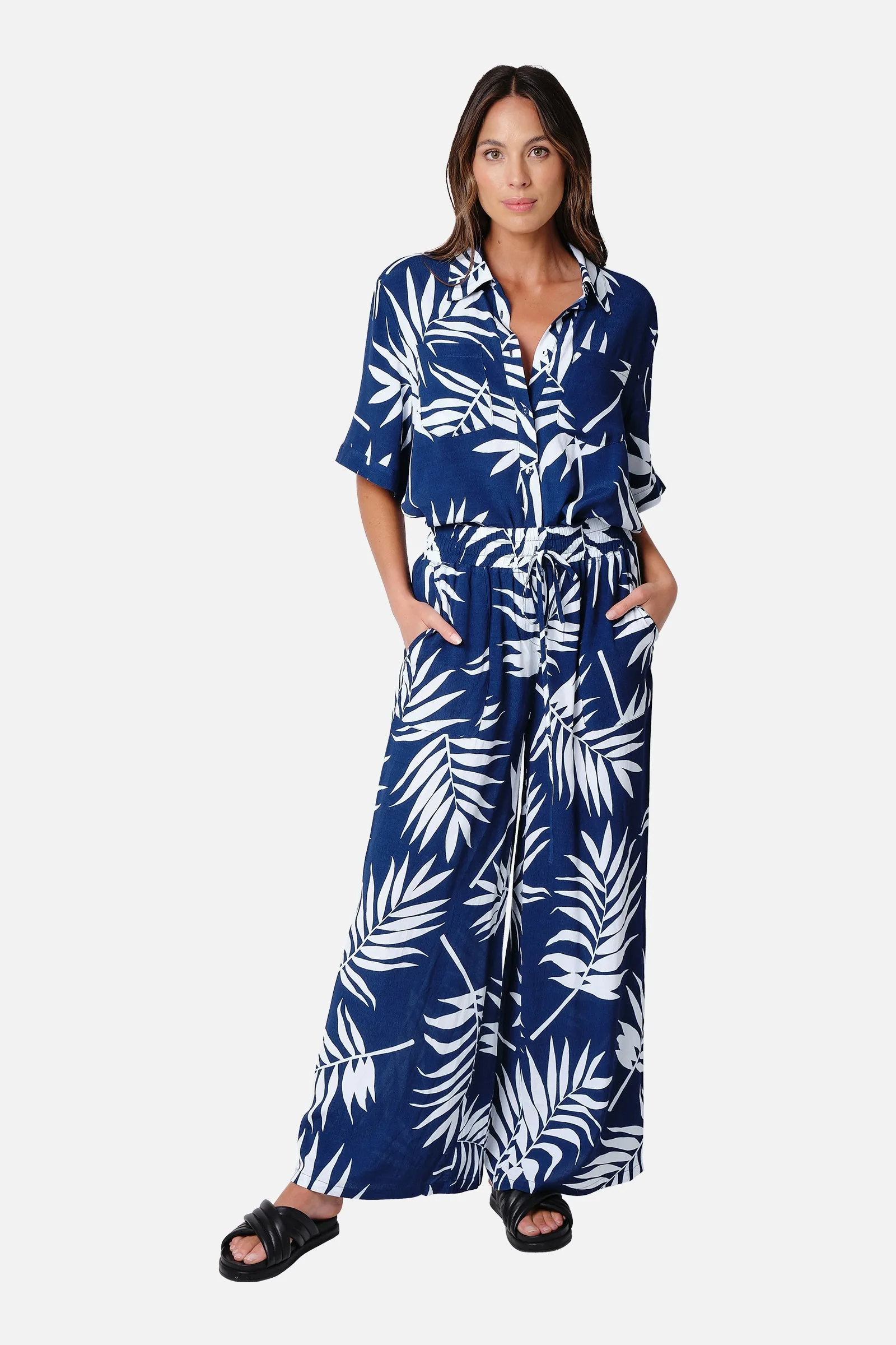 Palazzo Pants PALM SILHOUETTE NAVY sold by UNE PIECE product image thumbnail 2