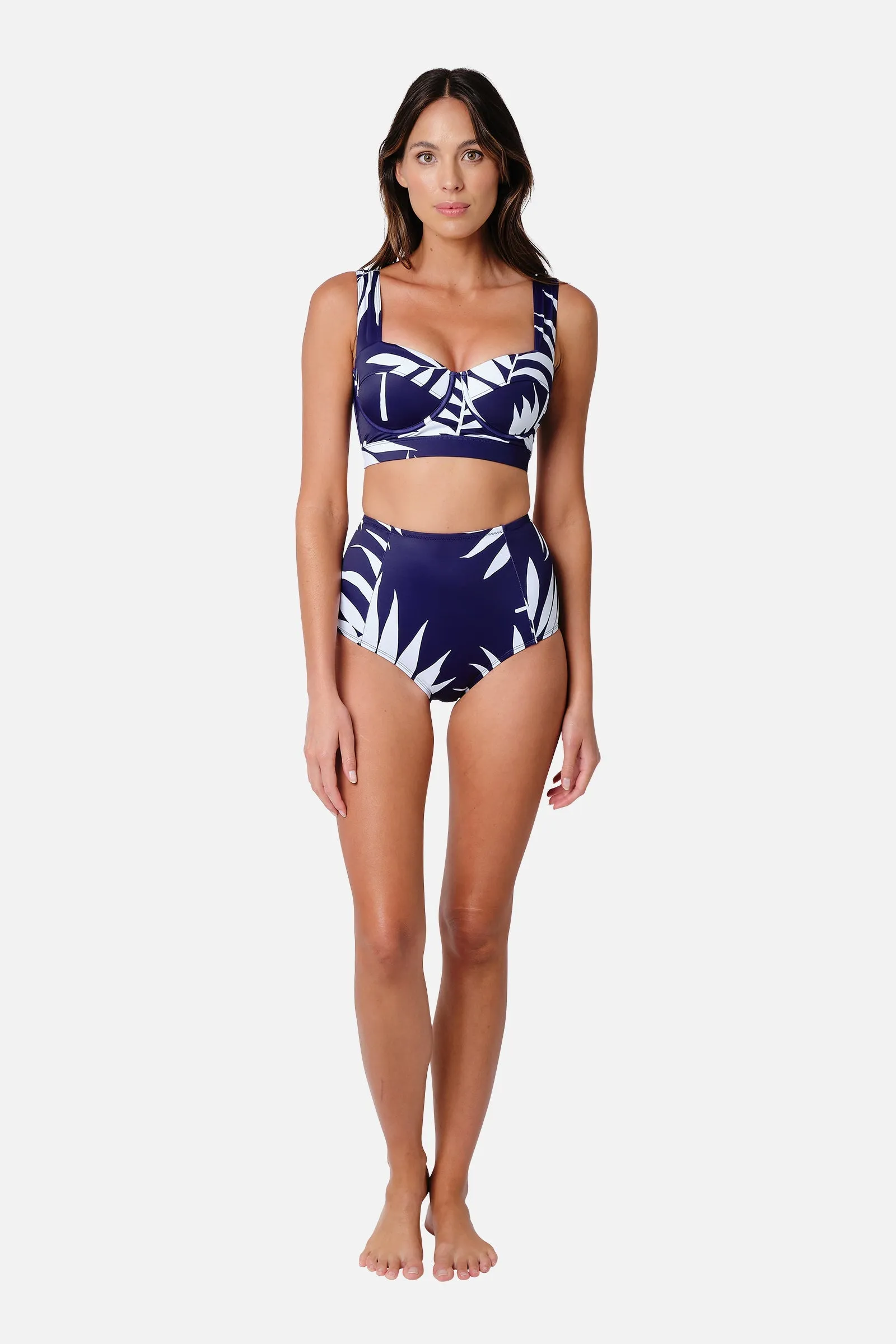 Never Say Never High-Waisted Bikini Bottom PALM SILHOUETTE NAVY sold by UNE PIECE product image thumbnail 2