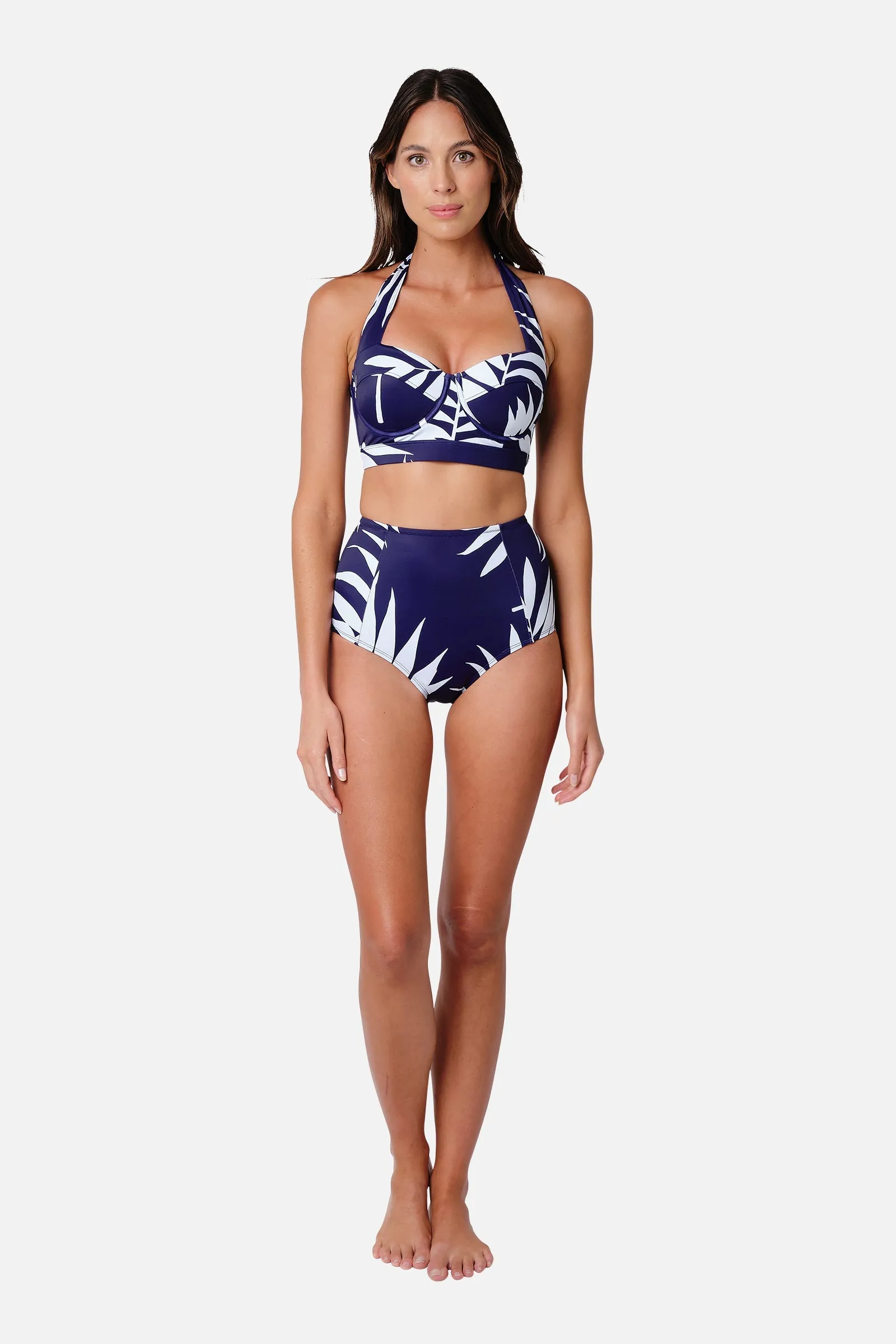 Never Say Never High-Waisted Bikini Bottom PALM SILHOUETTE NAVY sold by UNE PIECE product image thumbnail 5