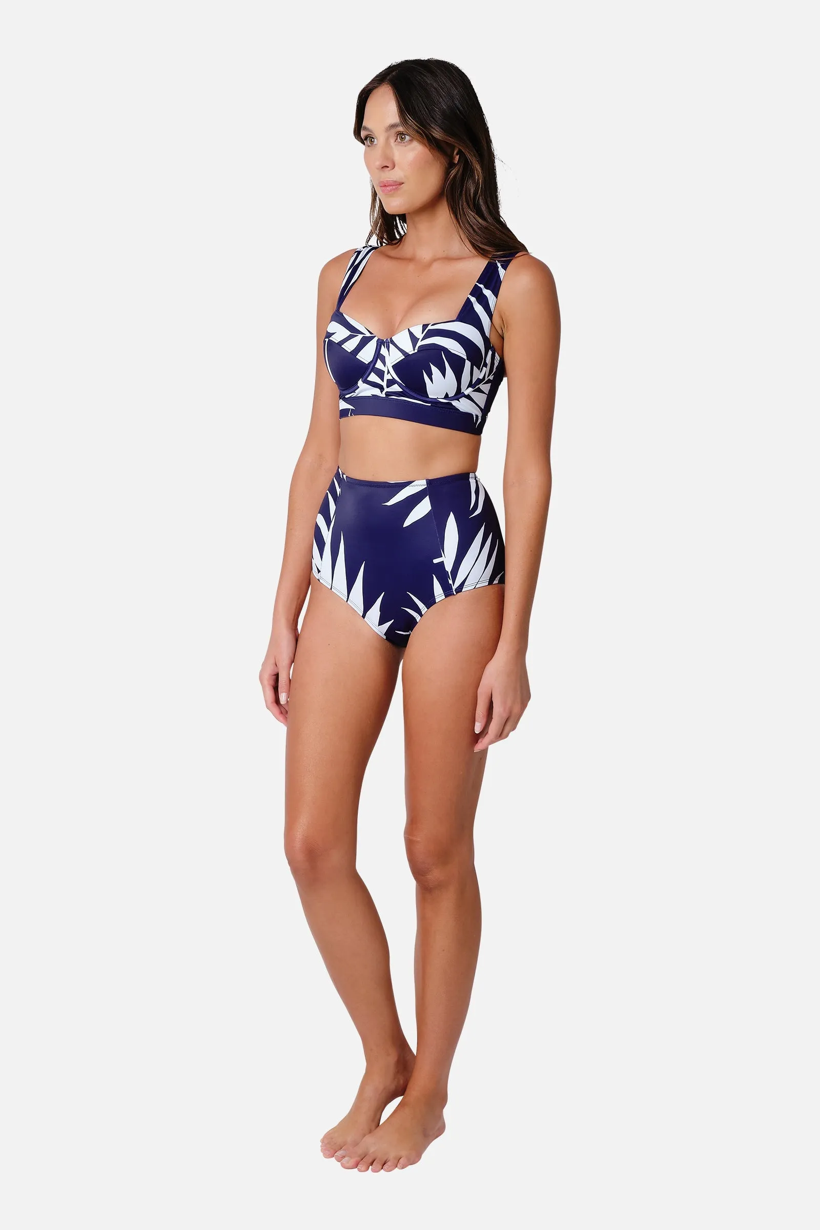 Never Say Never High-Waisted Bikini Bottom PALM SILHOUETTE NAVY sold by UNE PIECE product image thumbnail 3
