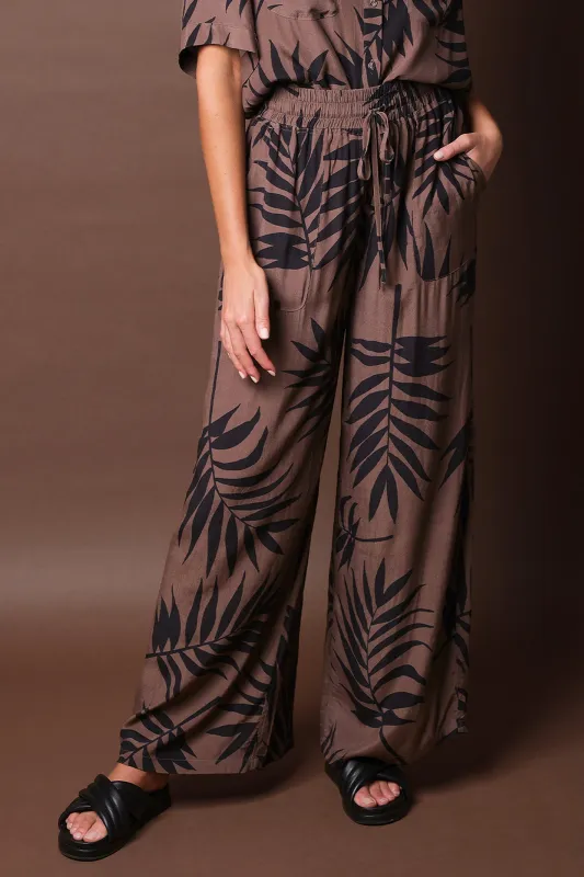 Palazzo Pants PALM SILHOUETTE CHOCOLATE sold by UNE PIECE