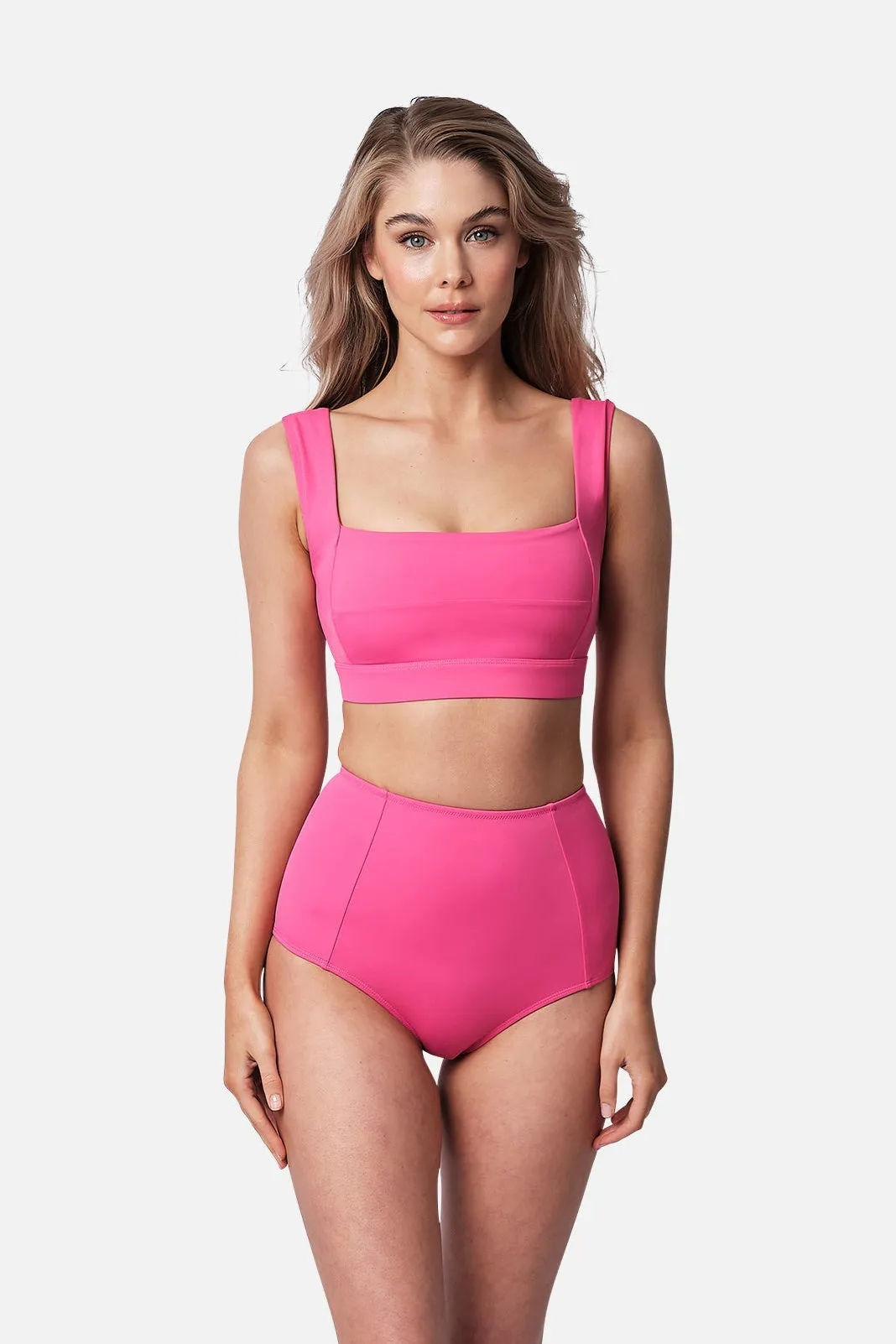 Never Say Never High-Waisted Bikini Bottom PINK sold by UNE PIECE