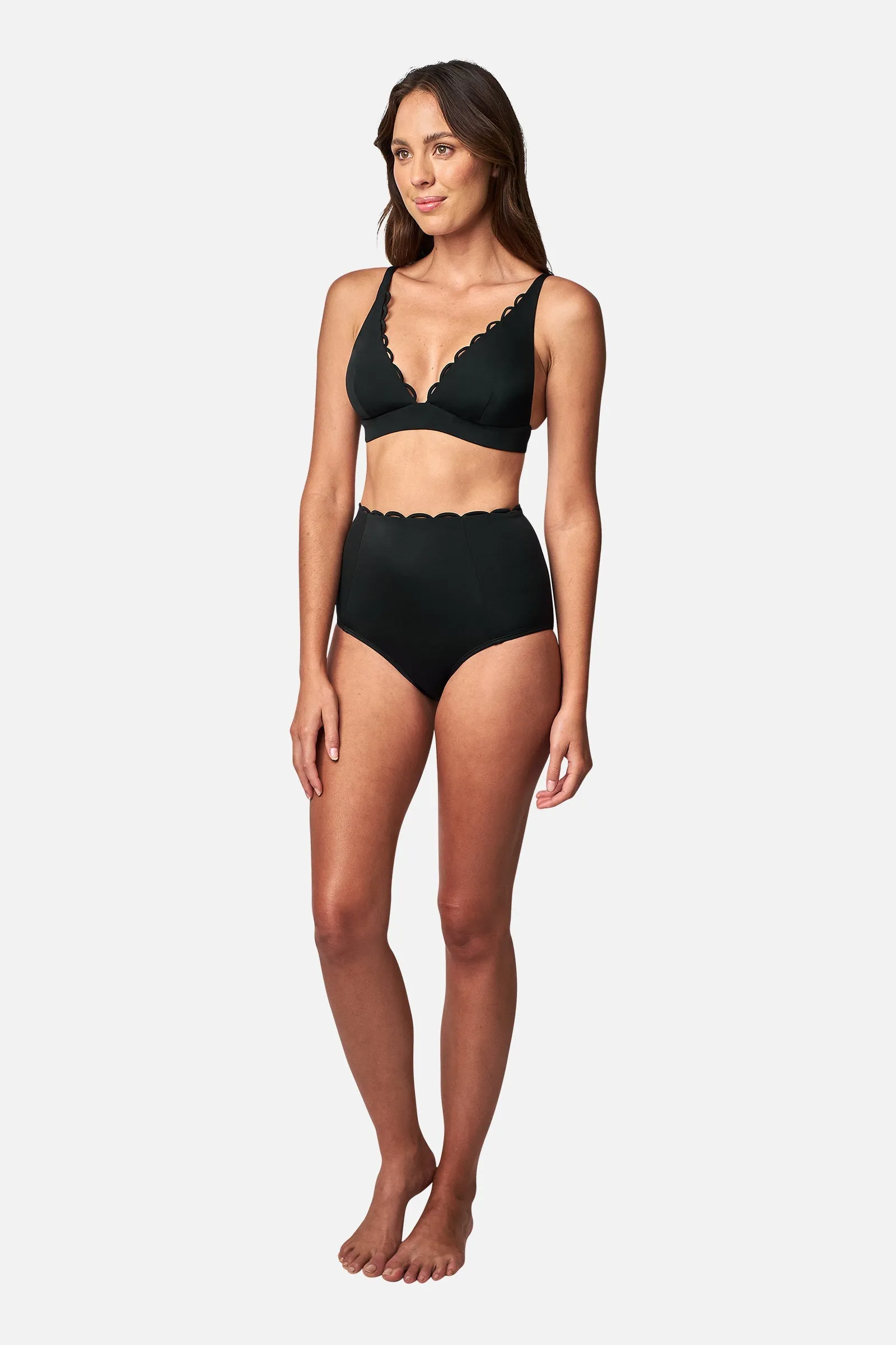 Scalloped Never Say Never High-Waisted Bikini Bottom BLACK sold by UNE PIECE product image thumbnail 4