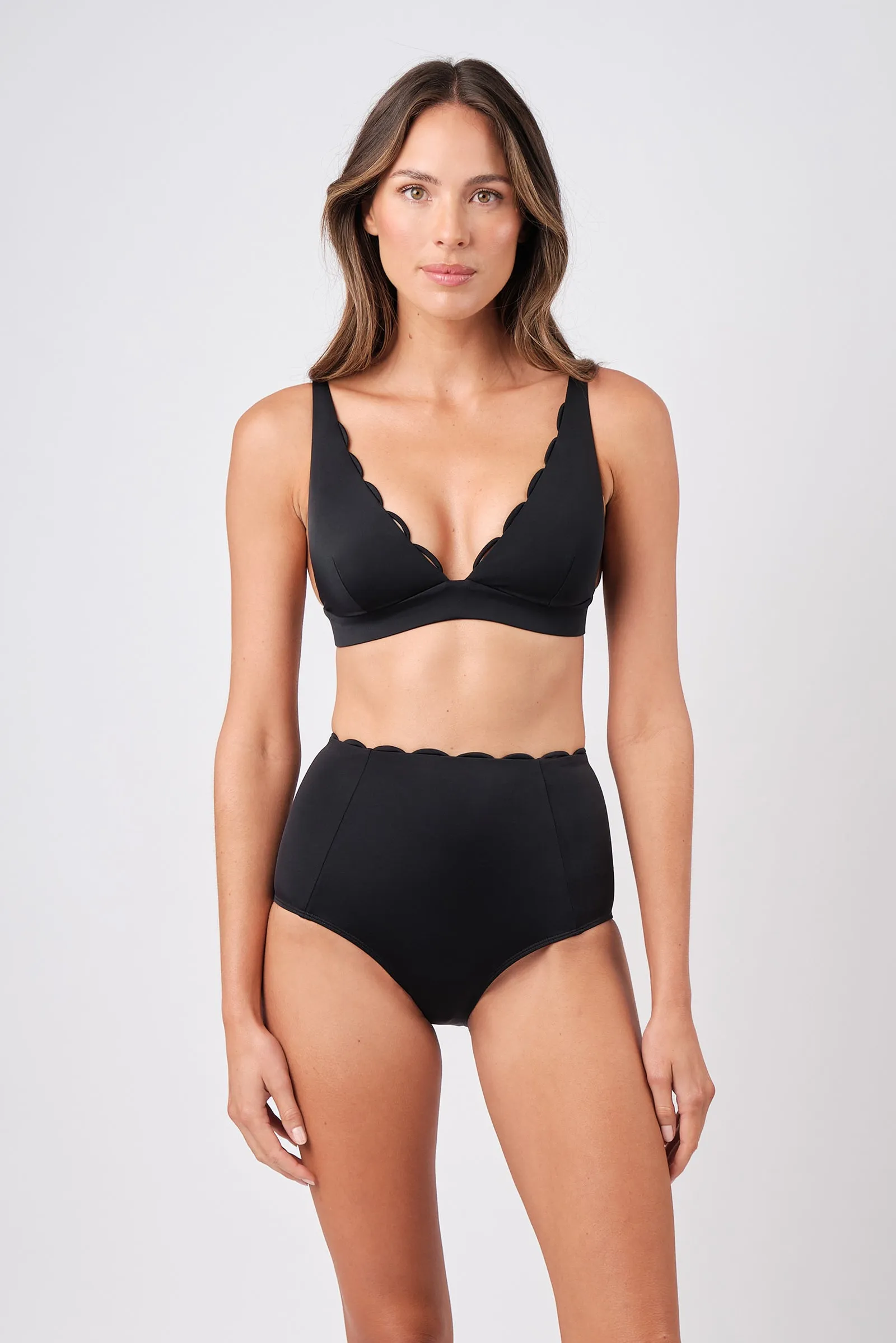 Scalloped Never Say Never High-Waisted Bikini Bottom BLACK sold by UNE PIECE product image thumbnail 2