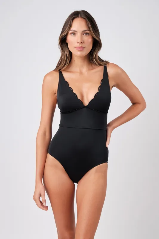 Scalloped Classic One Piece BLACK sold by UNE PIECE
