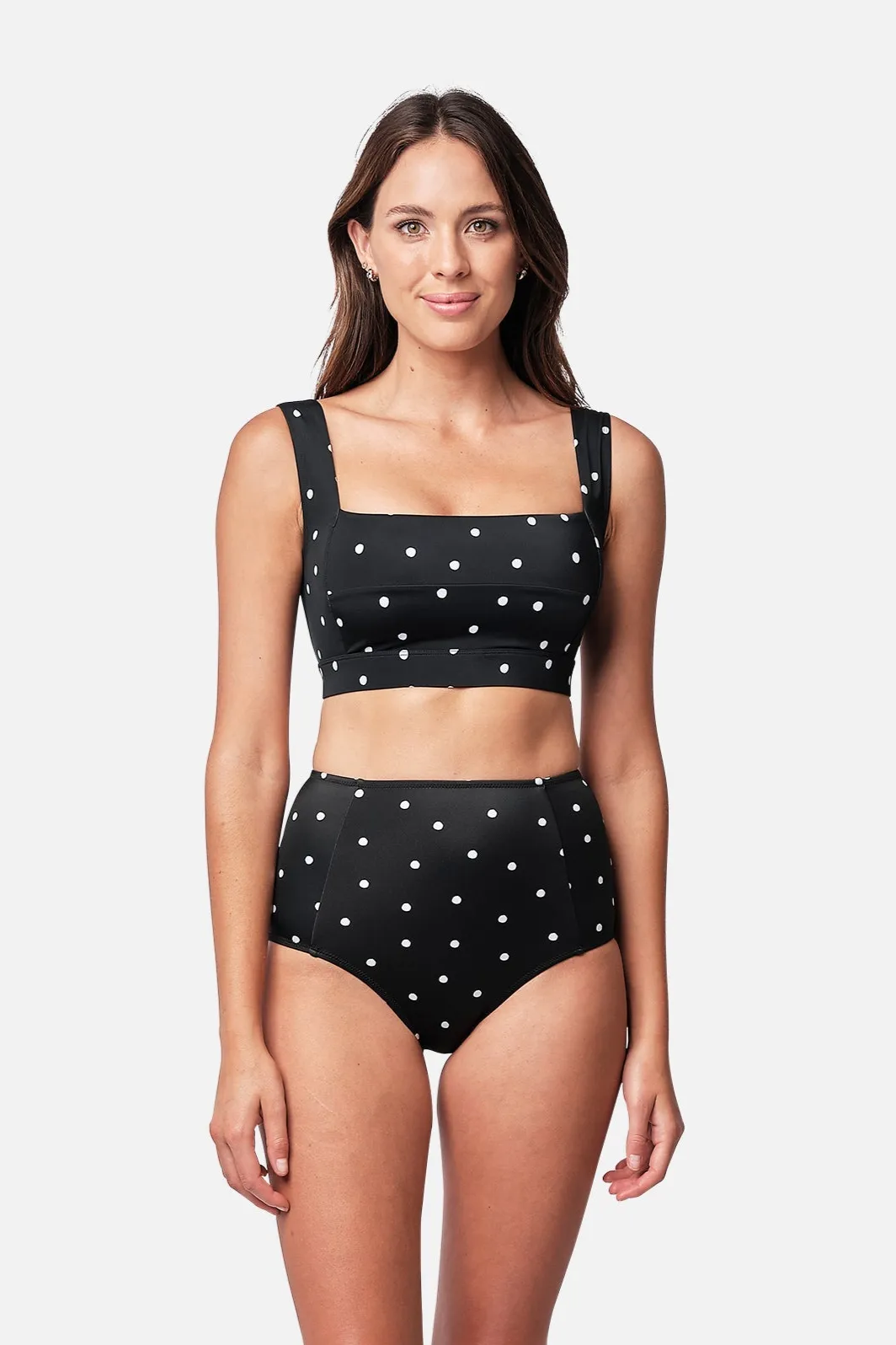 Never Say Never High-Waisted Bikini Bottom POLKA NOIR sold by UNE PIECE
