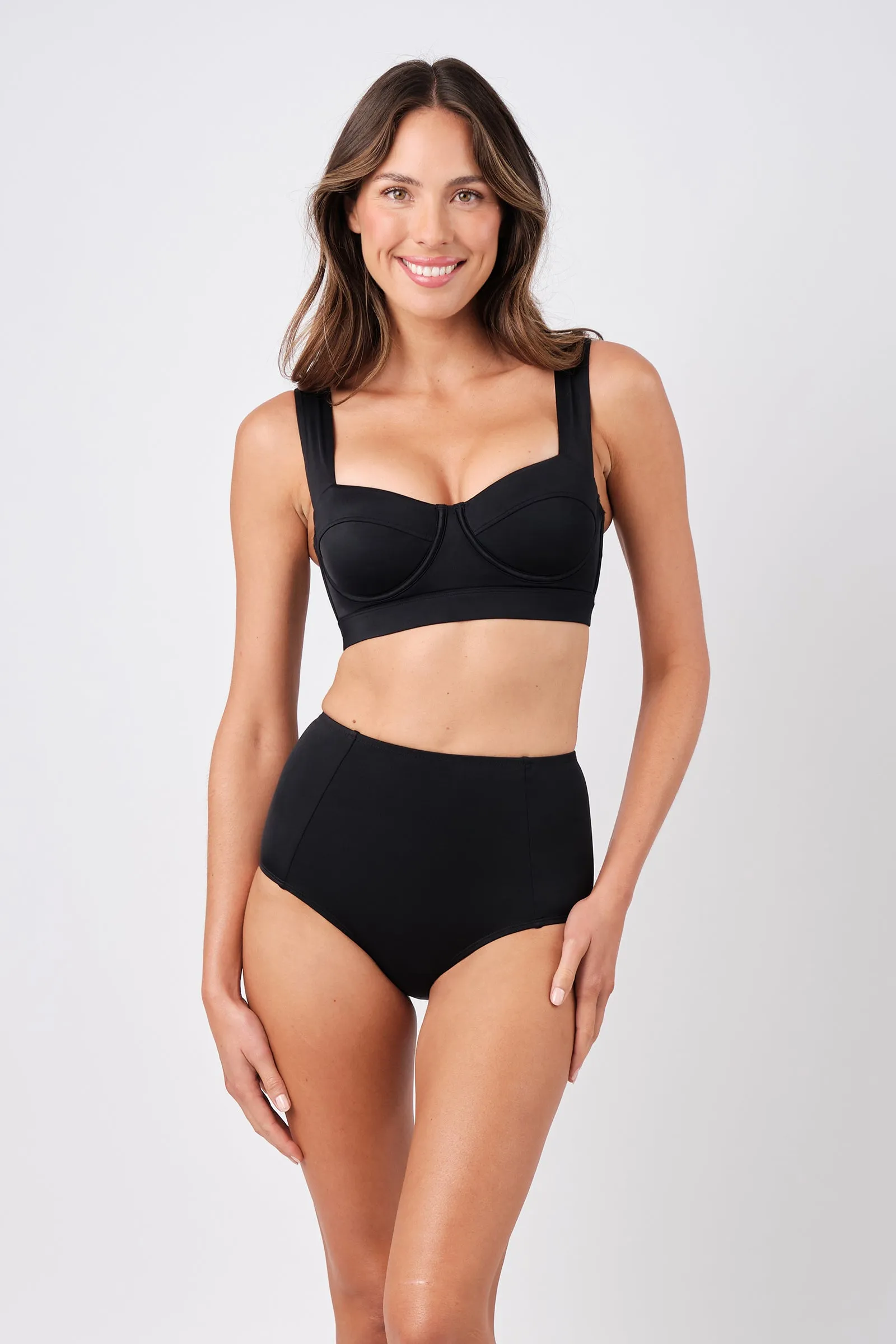 Never Say Never High-Waisted Bikini Bottom BLACK sold by UNE PIECE