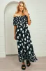 Frill Off-Shoulder Maxi Dress MAGNOLIA SILHOUETTE BLACK sold by UNE PIECE