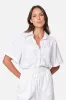 Linen Short Sleeve Button-Up Shirt WHITE sold by UNE PIECE