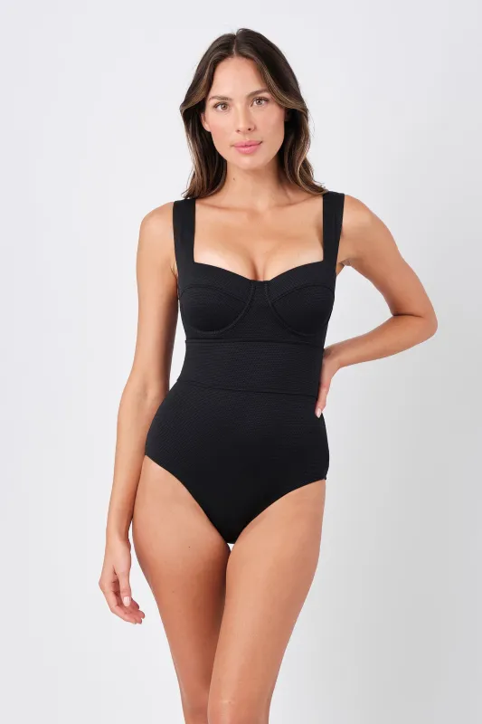Original Bustier Balconette One Piece BLACK TEXTURE sold by UNE PIECE